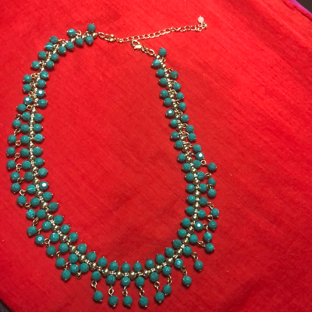 Nrt Brand Chocker In Green With Clear Rhinestones
